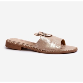 Chanclas Mujer Elegantes Brillantes Con Decoración S.Barski KV27-032 Dorado 1
