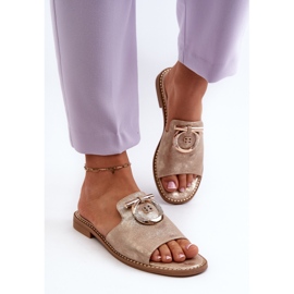 Chanclas Mujer Elegantes Brillantes Con Decoración S.Barski KV27-032 Dorado 4