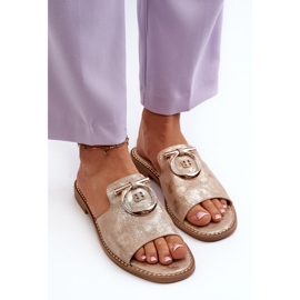 Chanclas Mujer Elegantes Brillantes Con Decoración S.Barski KV27-032 Dorado 5