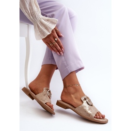 Chanclas Mujer Elegantes Brillantes Con Decoración S.Barski KV27-032 Dorado 7