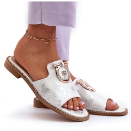 Chanclas Mujer Elegantes Brillantes Con Decoración S.Barski KV27-032 Plata 8