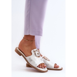 Chanclas Mujer Elegantes Brillantes Con Decoración S.Barski KV27-032 Plata 2