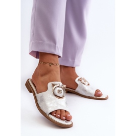 Chanclas Mujer Elegantes Brillantes Con Decoración S.Barski KV27-032 Plata 3