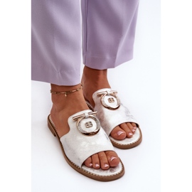 Chanclas Mujer Elegantes Brillantes Con Decoración S.Barski KV27-032 Plata 5