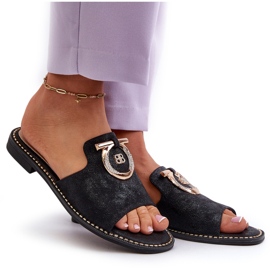 Chanclas Mujer Elegantes Brillantes Con Decoración S.Barski KV27-032 Negro 9