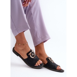 Chanclas Mujer Elegantes Brillantes Con Decoración S.Barski KV27-032 Negro 7