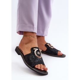 Chanclas Mujer Elegantes Brillantes Con Decoración S.Barski KV27-032 Negro 3