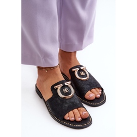 Chanclas Mujer Elegantes Brillantes Con Decoración S.Barski KV27-032 Negro 5