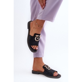 Chanclas Mujer Elegantes Brillantes Con Decoración S.Barski KV27-032 Negro 6