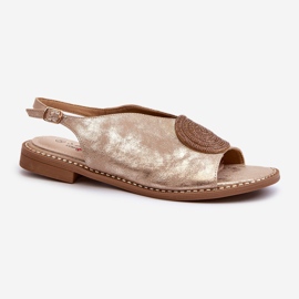 Sandalias De Mujer Con Decoración En Tacón Plano S.Barski KV24-057 Dorado 1