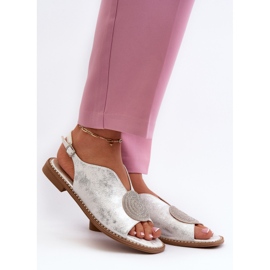 Sandalias De Mujer Con Decoración En Tacón Plano S.Barski KV24-057 Plata 2