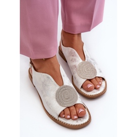 Sandalias De Mujer Con Decoración En Tacón Plano S.Barski KV24-057 Plata 5
