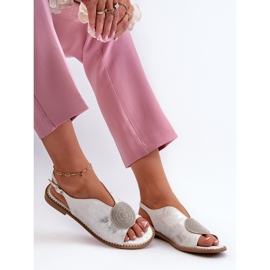 Sandalias De Mujer Con Decoración En Tacón Plano S.Barski KV24-057 Plata 7