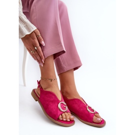 Sandalias Mujer Elegantes Con Decoración Ante Eco S.Barski KV27-058 Fucsia rosado 7