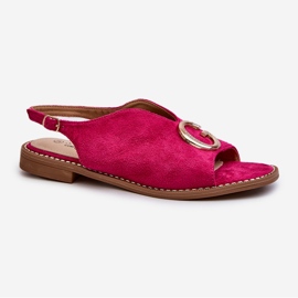 Sandalias Mujer Elegantes Con Decoración Ante Eco S.Barski KV27-058 Fucsia rosado 1