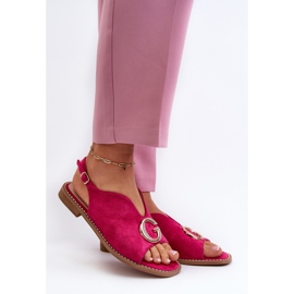 Sandalias Mujer Elegantes Con Decoración Ante Eco S.Barski KV27-058 Fucsia rosado 2