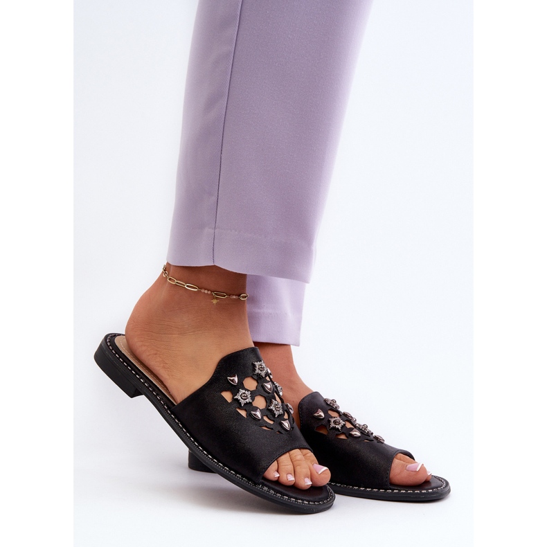 Chanclas Mujer Brillantes Con Adornos S.Barski KV27-063 Negro 2