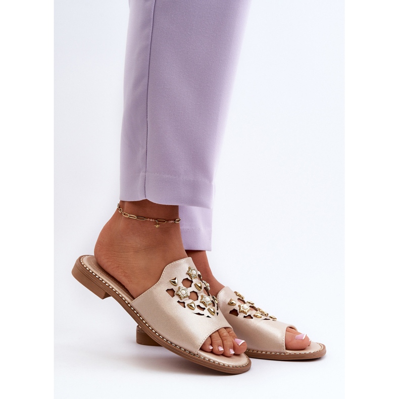 Chanclas Mujer Brillantes Con Adornos S.Barski KV27-063 Dorado 2