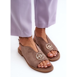 Sandalias De Mujer Con Decoración Dorada Ante Ecológico S.Barski KV27-059 Marrón 5