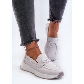 Mocasines Mujer Piel con Plataforma Gris Claro S.Barski LR490 4