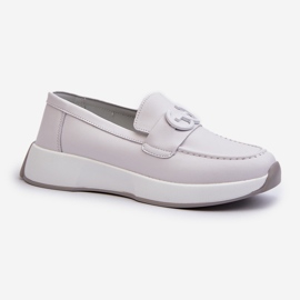 Mocasines Mujer Piel con Plataforma Gris Claro S.Barski LR490 1