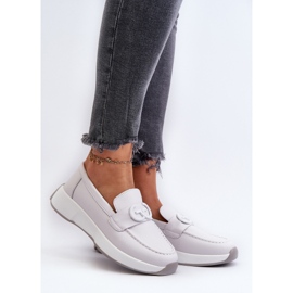 Mocasines Mujer Piel con Plataforma Gris Claro S.Barski LR490 2