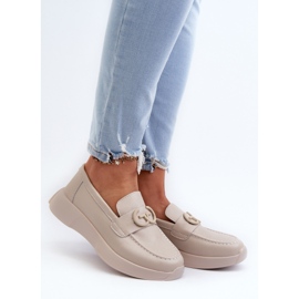 Mocasines Mujer Piel con Plataforma Beige S.Barski LR490 2
