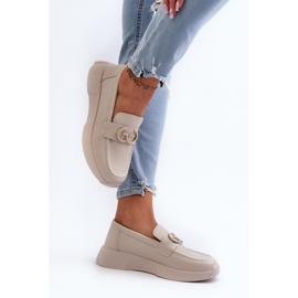 Mocasines Mujer Piel con Plataforma Beige S.Barski LR490 5