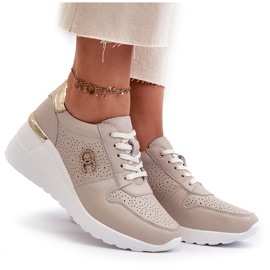 Deportivas Mujer Piel Cuña Beige S.Barski LR810 8