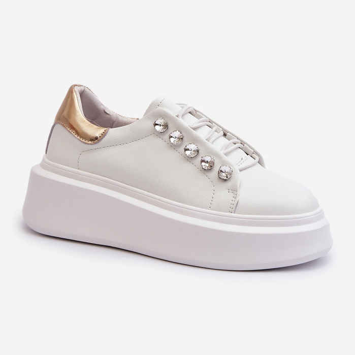 Zapatillas de mujer de piel con plataforma enorme blancas S.Barski LR628 blanco 1