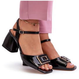 S.Barski Sandalias Elegantes Charol Con Adorno Negro D&amp;A MR38-202 10