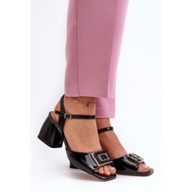 S.Barski Sandalias Elegantes Charol Con Adorno Negro D&amp;A MR38-202 3
