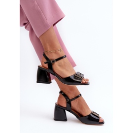 S.Barski Sandalias Elegantes Charol Con Adorno Negro D&amp;A MR38-202 1