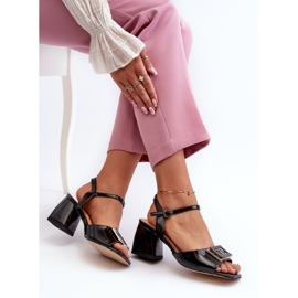 S.Barski Sandalias Elegantes Charol Con Adorno Negro D&amp;A MR38-202 9
