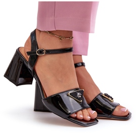 S.Barski Elegantes Sandalias de Charol con Tacón Alto Negro D&amp;A MR38-660 9
