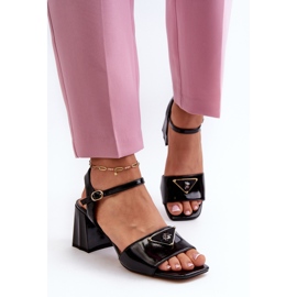 S.Barski Elegantes Sandalias de Charol con Tacón Alto Negro D&amp;A MR38-660 4