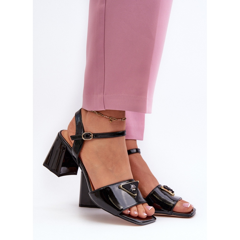 S.Barski Elegantes Sandalias de Charol con Tacón Alto Negro D&amp;A MR38-660 2