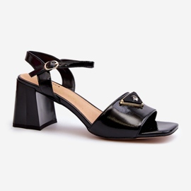 S.Barski Elegantes Sandalias de Charol con Tacón Alto Negro D&amp;A MR38-660 1