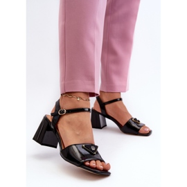 S.Barski Elegantes Sandalias de Charol con Tacón Alto Negro D&amp;A MR38-660 3