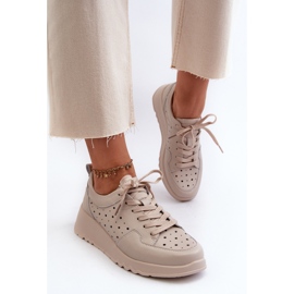 Deportivas Cuña Caladas Mujer, Piel Natural, Beige S.Barski LR482 4