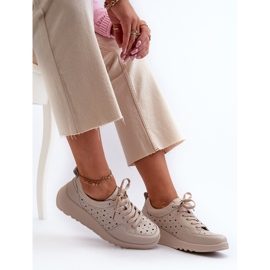 Deportivas Cuña Caladas Mujer, Piel Natural, Beige S.Barski LR482 7