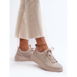 Deportivas Cuña Caladas Mujer, Piel Natural, Beige S.Barski LR482 5