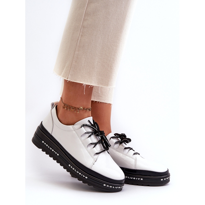 Zapatillas Mujer Charol Con Plataforma Blanco S.Barski LR592B 2