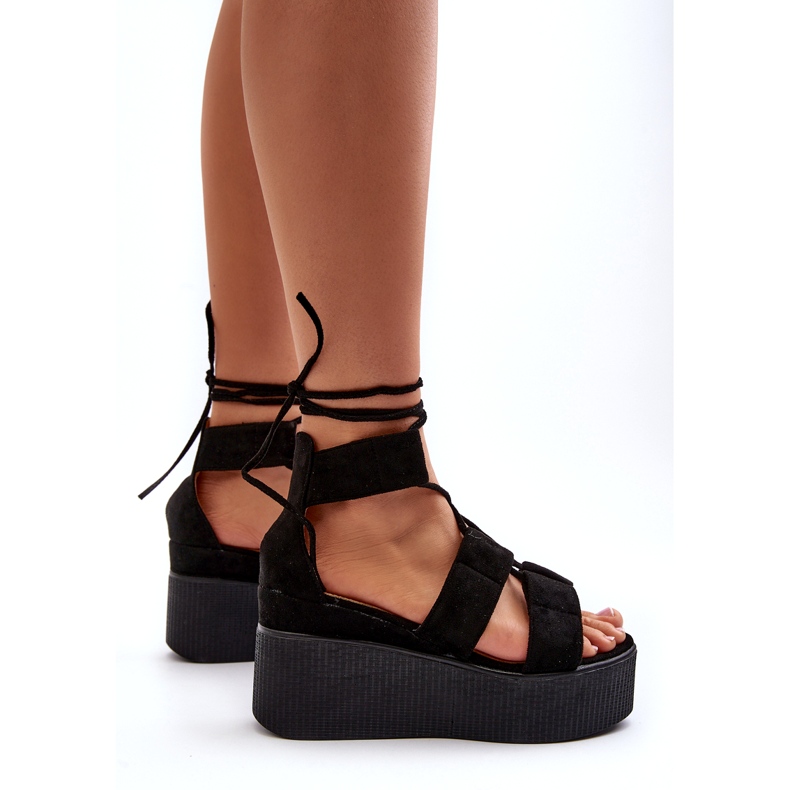 Seastar Sandalias Mujer Con Cordones Negro Helavi 3