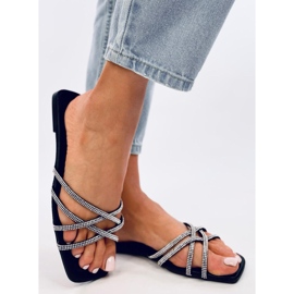 Rexha Chanclas negras con strass negro 3