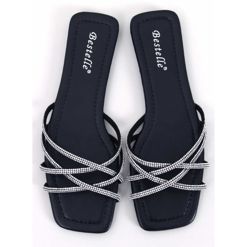 Rexha Chanclas negras con strass negro 1