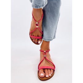 Sandalias Leehom de ante rojo para mujer rosado 2