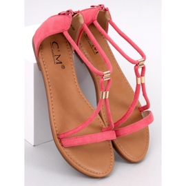 Sandalias Leehom de ante rojo para mujer rosado 1