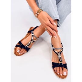 Montier Sandalias cuentas negras negro 5