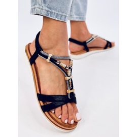 Montier Sandalias cuentas negras negro 4